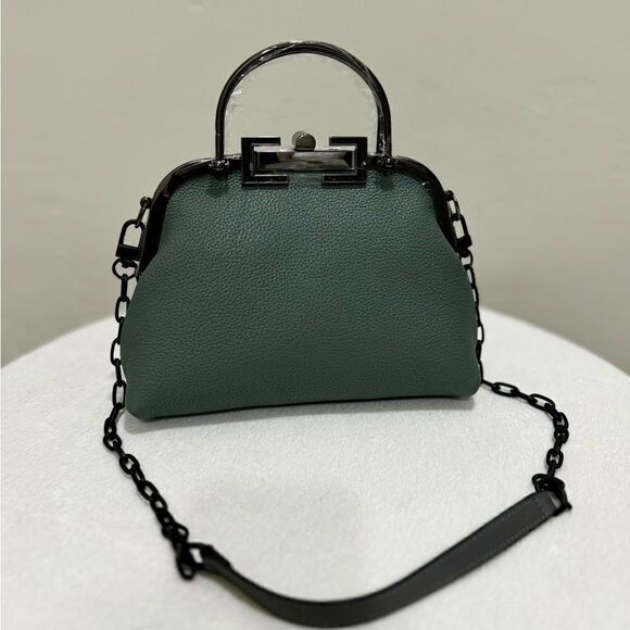 Handmade Genuine Premium Togo Leather Top Handles Bag/ Crossbody & 2 Chains - Picture 3 of 16